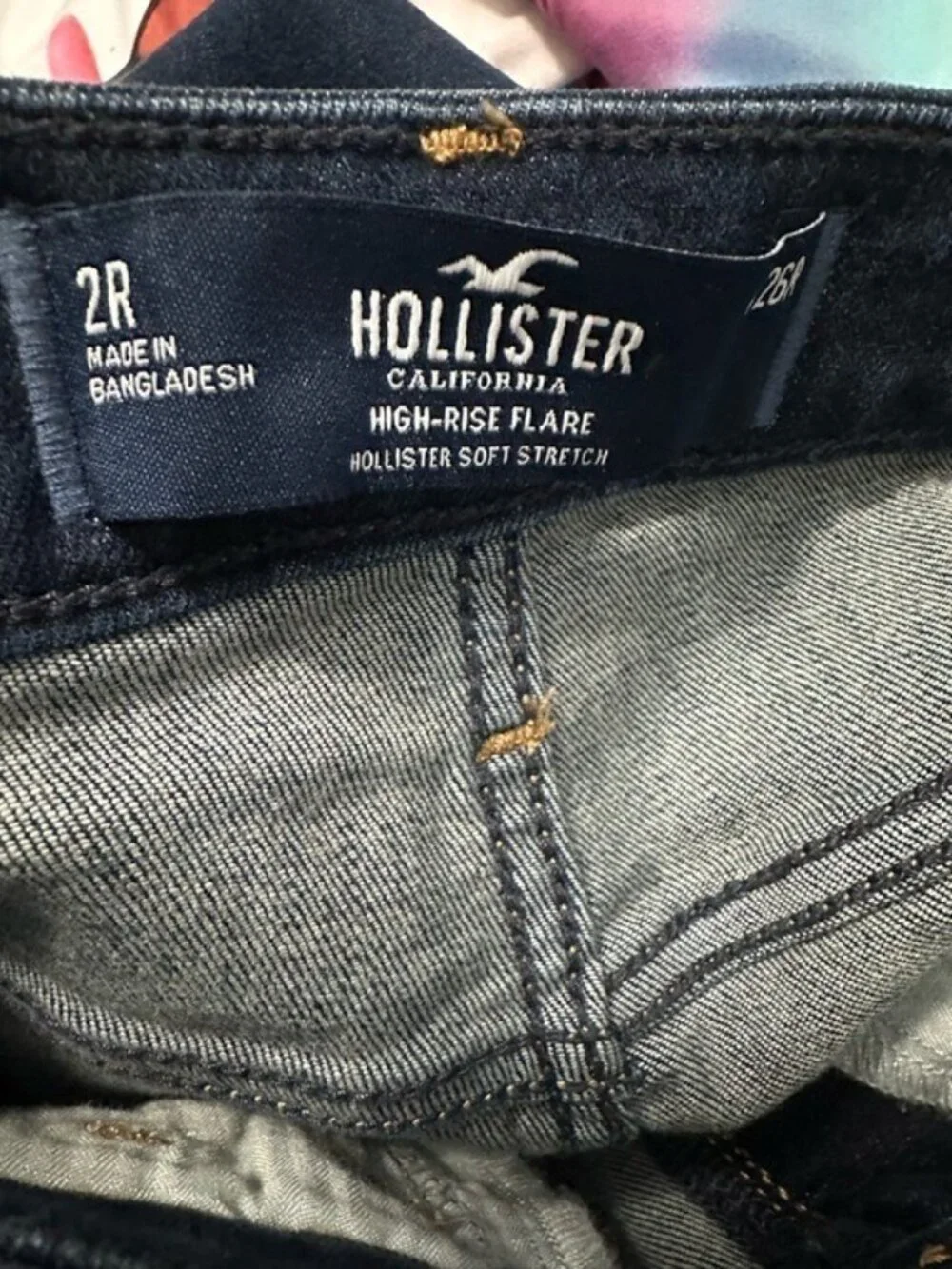 Hollister High Rise Flare Jeans Dark Wash Y2K Retro Size 26R Boho Chic - Picture 7 of 10